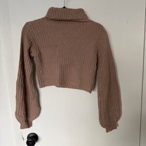 SHEIN Cropped Style Tan Cowl Neck Sweater Size US 11-12Y